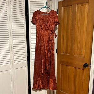 Altar'd State Rust Maxi Wrap Dress